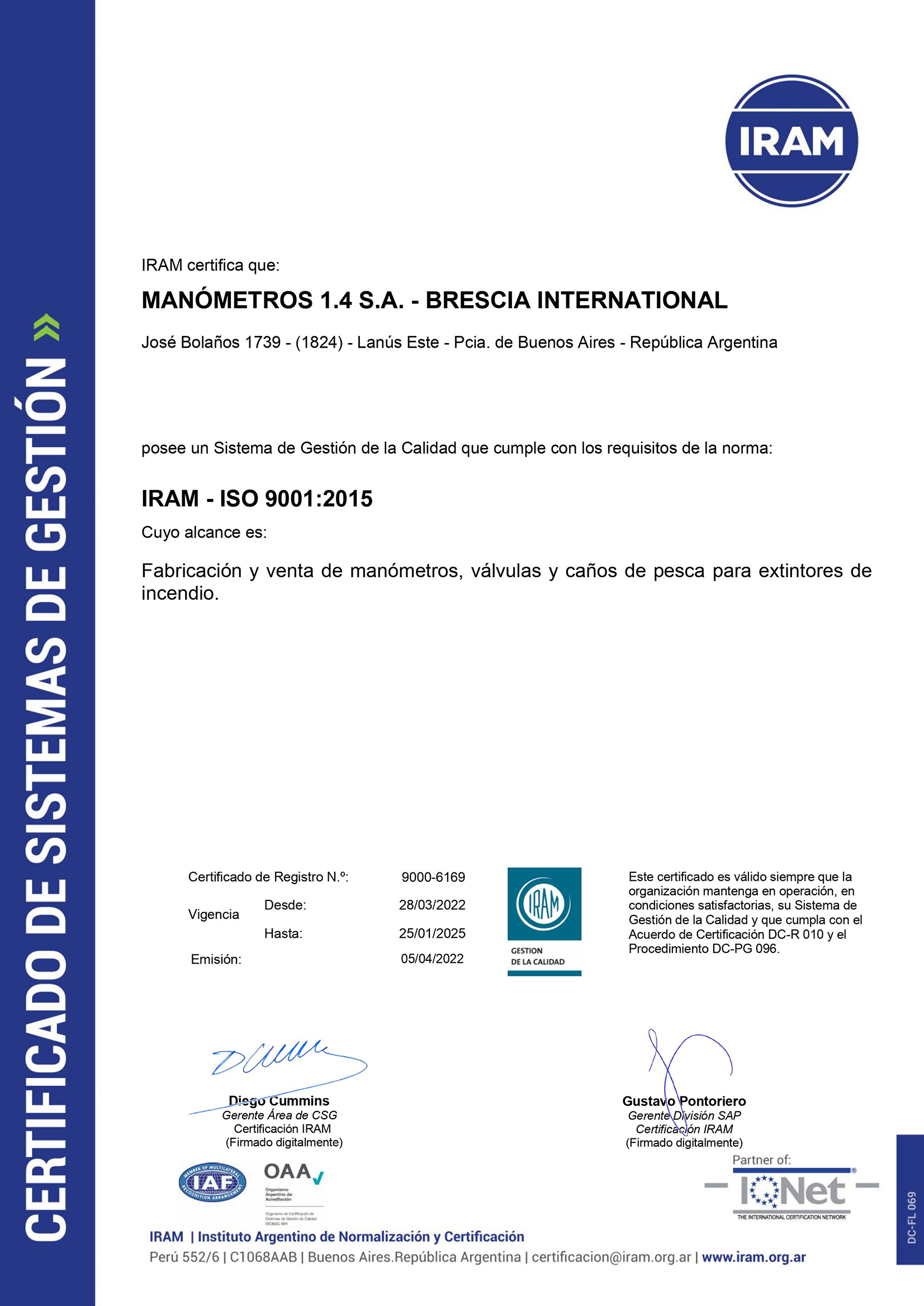 Certificaciones Brescia